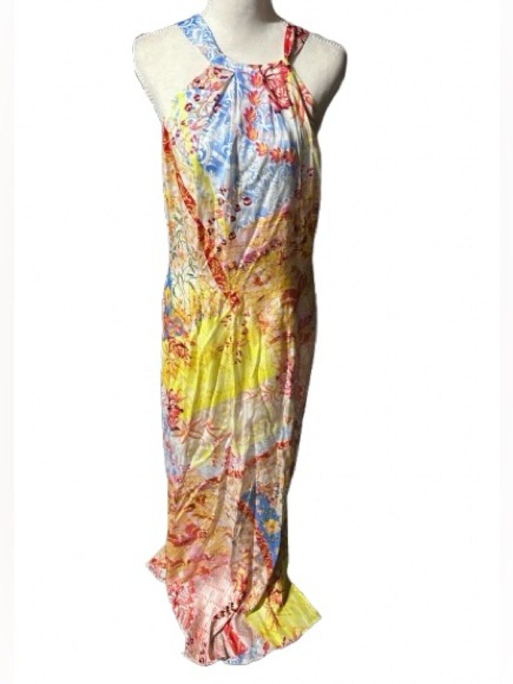 Maxi Dress Etcetera Medium Size 8 Silky Designer Patchwork Boho Floral Pattern